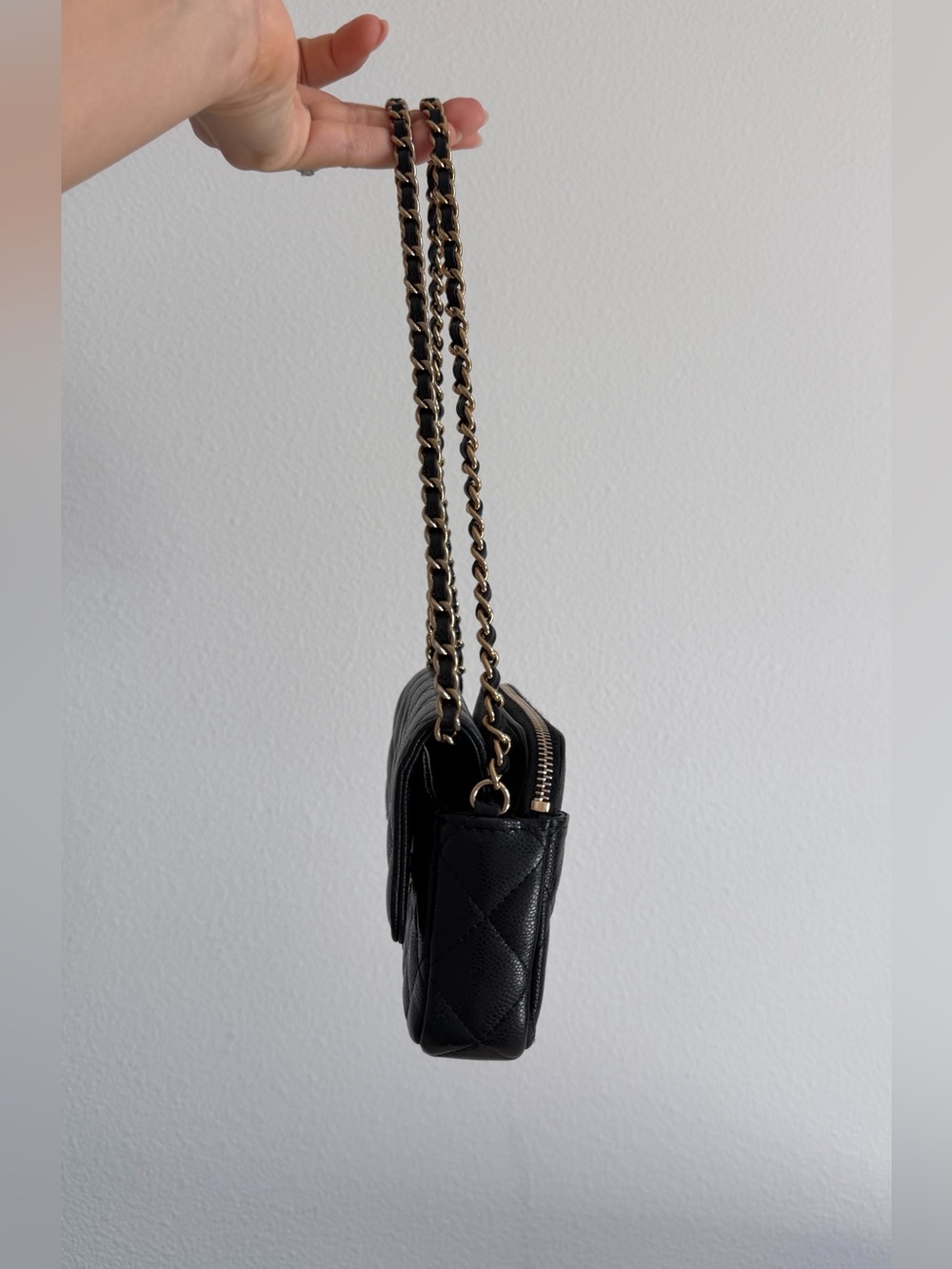 CHANEL Classic Flap Phone Holder with Chain Quilted Caviar - Picture 12 of 16